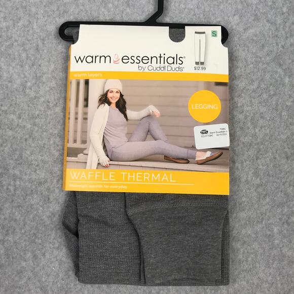 Cuddl Duds Thermal Legging Small Gray Waffle Base Layer Ski Snow Warm Comfy Cozy - Picture 1 of 7